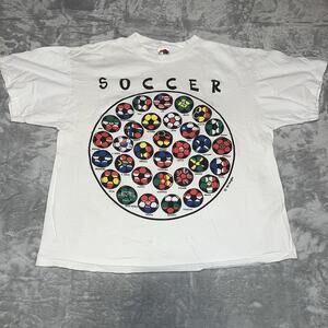 Vintage 1994 World Cup Soccer Nations Spell Out 90s Fruit Of The Loom Shirt XL